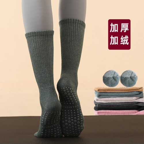 中長筒瑜珈襪秋冬季加厚加絨保暖防滑毛圈室內專用運動普拉提襪子 中長筒瑜珈襪秋冬季加厚加絨保暖防滑毛圈室內專用運動普拉提襪子