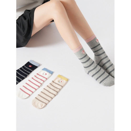 XY0863花色折釦卡通Kitty貓刺綉條紋瑜珈襪防滑普拉提日系地板襪