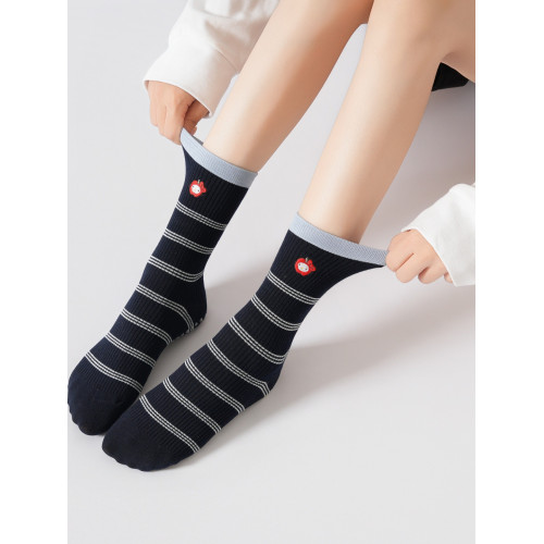 XY0863花色折釦卡通Kitty貓刺綉條紋瑜珈襪防滑普拉提日系地板襪