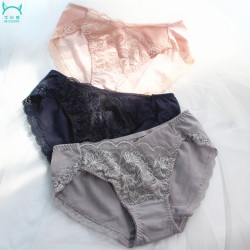 出口日本中低腰莫代爾蕾絲無痕三角女士內褲舒適透氣彈性大碼包臀