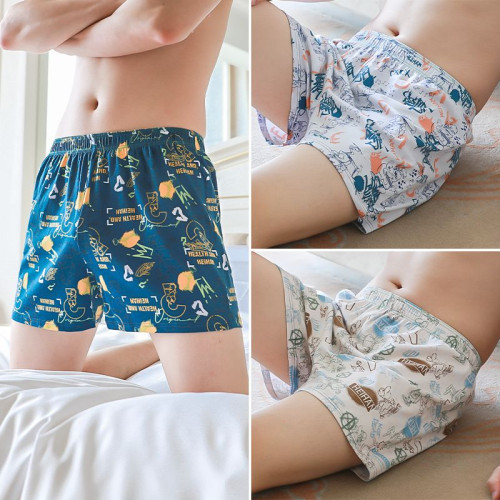 男士內褲男生居家阿羅褲夏季新款寬松透氣大碼男款平角褲頭睡褲薄 男士內褲男生居家阿羅褲夏季新款寬松透氣大碼男款平角褲頭睡褲薄