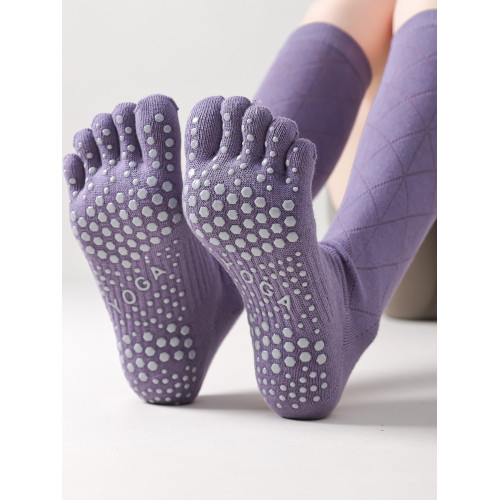 長筒五指瑜珈襪子專業防滑普拉提壓力小腿襪女薄款分趾運動地板襪