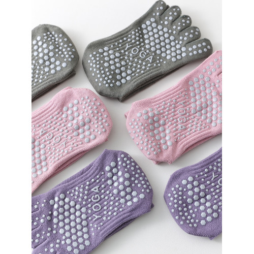 長筒五指瑜珈襪子專業防滑普拉提壓力小腿襪女薄款分趾運動地板襪