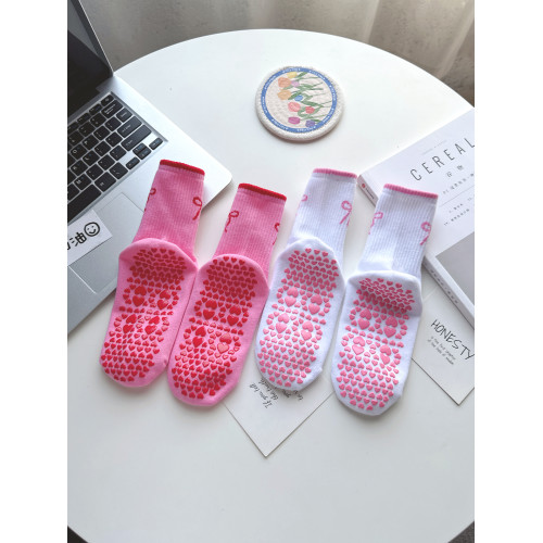 蝴蝶結瑜珈襪子女純棉中筒襪女士普拉提專業防滑運動襪吸汗不臭腳 蝴蝶結瑜珈襪子女純棉中筒襪女士普拉提專業防滑運動襪吸汗不臭腳