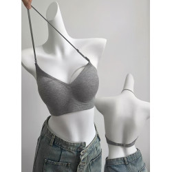 好看又顯高級-無痕v領掛脖內衣女小胸聚攏細肩帶露背交叉美背一體