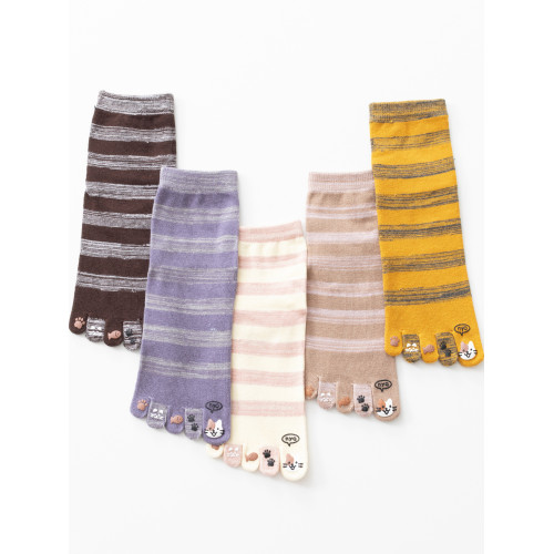 貓咪瑜珈襪專業五指防滑運動健身普拉提襪可愛條紋貓咪女生 貓咪瑜珈襪專業五指防滑運動健身普拉提襪可愛條紋貓咪女生