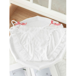 春日糖漾 純欲鏤空交織細帶冰絲內褲精緻刺綉蝴蝶結女士三角胖次