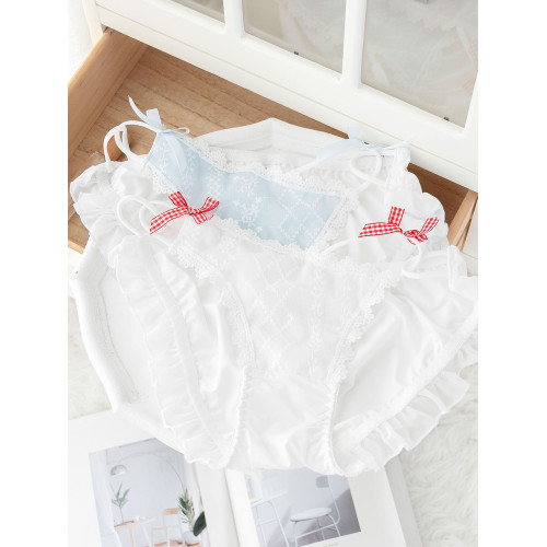 春日糖漾 純欲鏤空交織細帶冰絲內褲精緻刺綉蝴蝶結女士三角胖次 春日糖漾 純欲鏤空交織細帶冰絲內褲精緻刺綉蝴蝶結女士三角胖次