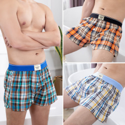 阿羅褲男士內褲寬松版純棉加肥加大碼平角四角本命年紅色棉布褲衩