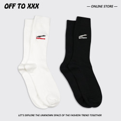 WE11DONE小標雙針長襪小衆設計韓國潮牌簡約堆積感中筒襪子男女棉