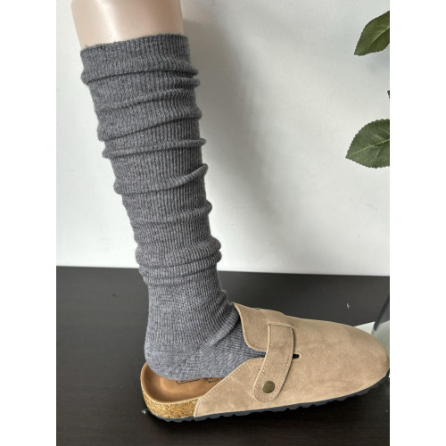 復古奶白色羊毛過膝長筒襪女秋冬季質感百搭菸灰色竪紋堆曡小腿襪 復古奶白色羊毛過膝長筒襪女秋冬季質感百搭菸灰色竪紋堆曡小腿襪