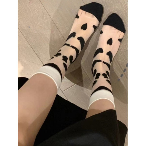happysocks旗艦店爆款春夏女士水晶絲透明中筒潮襪玻璃絲卡通絲襪