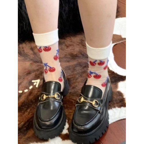 happysocks旗艦店爆款春夏女士水晶絲透明中筒潮襪玻璃絲卡通絲襪