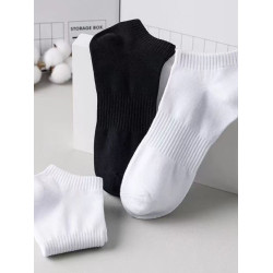 純棉襪子男士秋冬季中筒襪男款黑白色防臭男生運動長筒春秋款短襪