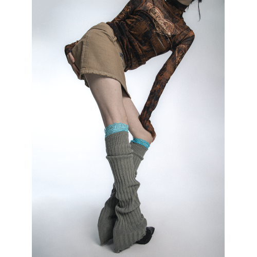 SS2L秋冬甜酷辣妹蕾絲花邊拼接針織木耳邊襪套腿套女堆堆襪ins潮 SS2L秋冬甜酷辣妹蕾絲花邊拼接針織木耳邊襪套腿套女堆堆襪ins潮