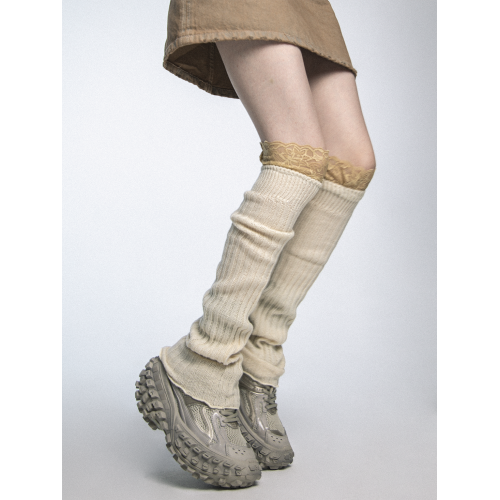 SS2L秋冬甜酷辣妹蕾絲花邊拼接針織木耳邊襪套腿套女堆堆襪ins潮 SS2L秋冬甜酷辣妹蕾絲花邊拼接針織木耳邊襪套腿套女堆堆襪ins潮