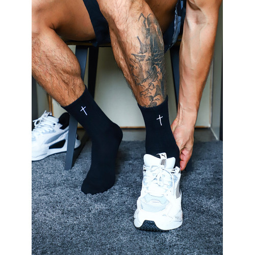 3雙裝巖也男士純棉十字中筒襪子男長襪嘻哈街頭夏季吸汗透氣UNMAD 3雙裝巖也男士純棉十字中筒襪子男長襪嘻哈街頭夏季吸汗透氣UNMAD