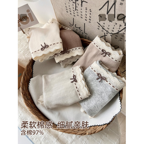 六衹兔子A類棉內褲女10A抗菌益生菌棉襠蕾絲邊中腰三角褲3條裝 六衹兔子A類棉內褲女10A抗菌益生菌棉襠蕾絲邊中腰三角褲3條裝