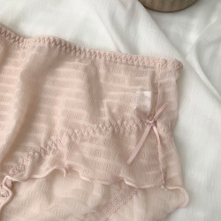 大碼胖mm蕾絲中腰內褲女200斤透氣網紗日系少女甜美無痕抗菌短褲