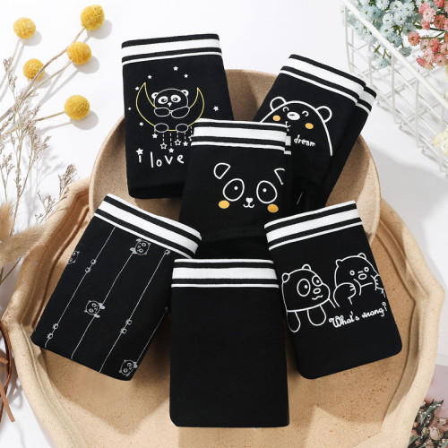 純棉少女內褲女士中腰三角褲抗菌學生黑色褲頭大碼大人可愛性感新 純棉少女內褲女士中腰三角褲抗菌學生黑色褲頭大碼大人可愛性感新