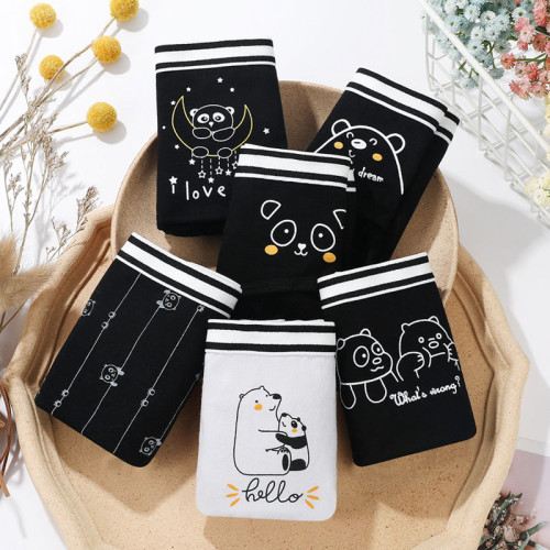 純棉少女內褲女士中腰三角褲抗菌學生黑色褲頭大碼大人可愛性感新 純棉少女內褲女士中腰三角褲抗菌學生黑色褲頭大碼大人可愛性感新