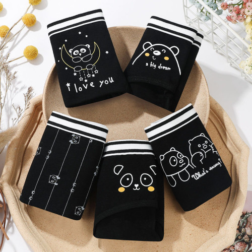 純棉少女內褲女士中腰三角褲抗菌學生黑色褲頭大碼大人可愛性感新 純棉少女內褲女士中腰三角褲抗菌學生黑色褲頭大碼大人可愛性感新