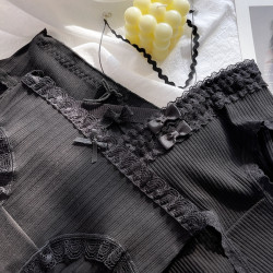 神秘黑色 5條純棉內褲女全棉襠夏季薄款透氣少女中腰大碼三角短褲