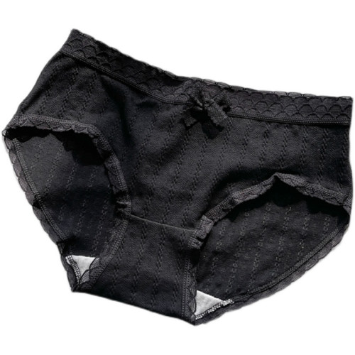 神秘黑色 5條純棉內褲女全棉襠夏季薄款透氣少女中腰大碼三角短褲 神秘黑色 5條純棉內褲女全棉襠夏季薄款透氣少女中腰大碼三角短褲