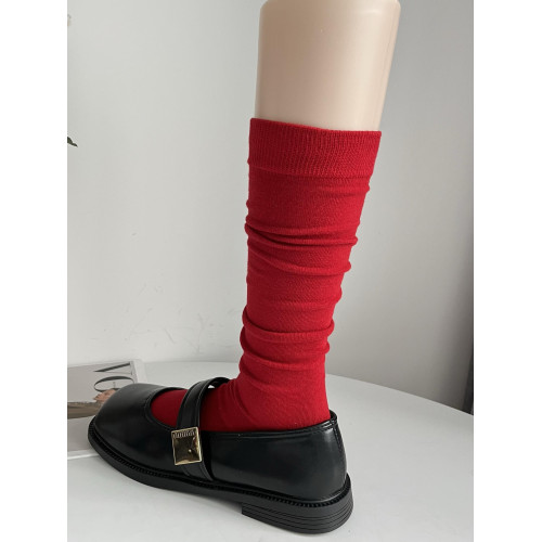 大紅色純棉小腿襪ins潮時髦復古藍色堆曡中筒襪女春秋季薄款不透 大紅色純棉小腿襪ins潮時髦復古藍色堆曡中筒襪女春秋季薄款不透