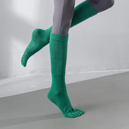 長筒瑜珈襪子防滑專業女五指襪地板襪成人瑜珈防滑襪普拉提襪子