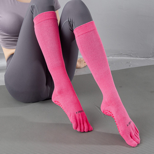 長筒瑜珈襪子防滑專業女五指襪地板襪成人瑜珈防滑襪普拉提襪子