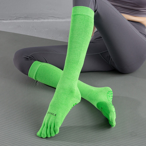 長筒瑜珈襪子防滑專業女五指襪地板襪成人瑜珈防滑襪普拉提襪子