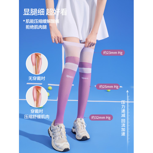 專業過膝運動壓力小腿襪女秋強力瘦腿跑步健身打球騎行專用襪