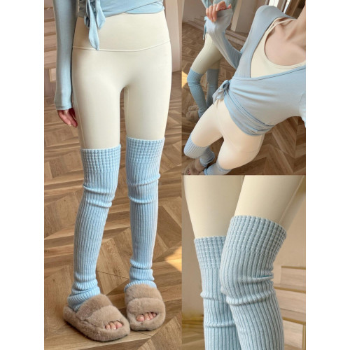 YSH/長筒襪套 紅色瑜珈襪過膝保暖堆堆襪秋冬曡穿普拉提踩腳腿套