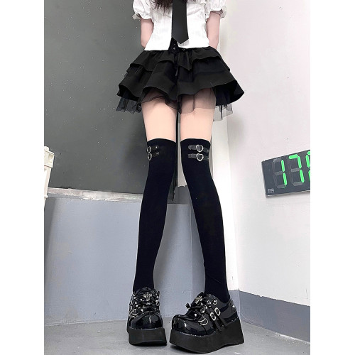 愛心皮釦堆堆長襪辣妹甜酷春夏jk黑色壓力顯瘦學生高筒過膝襪棉秋 愛心皮釦堆堆長襪辣妹甜酷春夏jk黑色壓力顯瘦學生高筒過膝襪棉秋