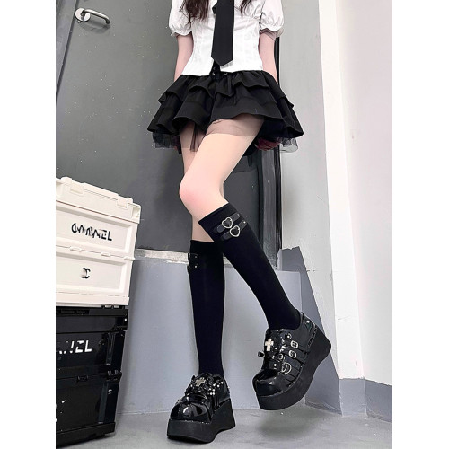 愛心皮釦堆堆長襪辣妹甜酷春夏jk黑色壓力顯瘦學生高筒過膝襪棉秋 愛心皮釦堆堆長襪辣妹甜酷春夏jk黑色壓力顯瘦學生高筒過膝襪棉秋