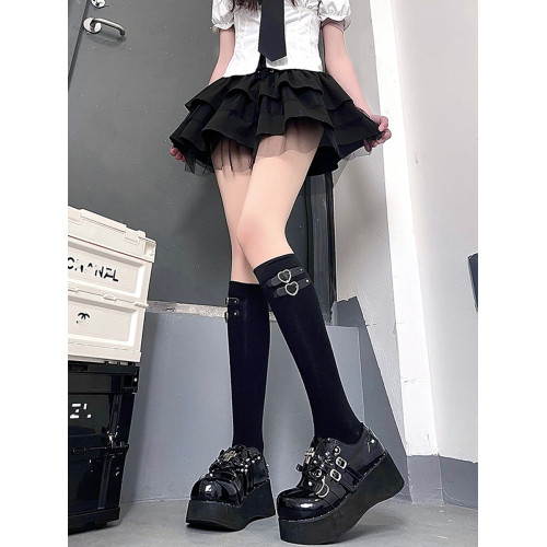 愛心皮釦堆堆長襪辣妹甜酷春夏jk黑色壓力顯瘦學生高筒過膝襪棉秋 愛心皮釦堆堆長襪辣妹甜酷春夏jk黑色壓力顯瘦學生高筒過膝襪棉秋