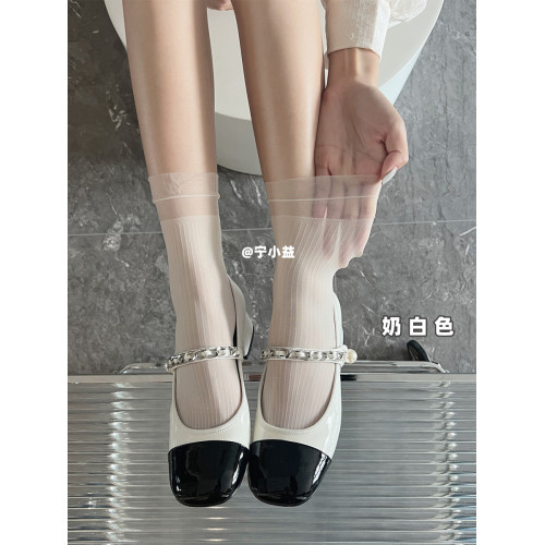 【2雙裝】甯小益韓紗短襪子女夏季薄款日系lolita純色花邊網紗襪