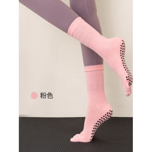 【宮長張】專業防滑五指襪運動普拉提瑜珈棉襪跳操健身中筒地板襪