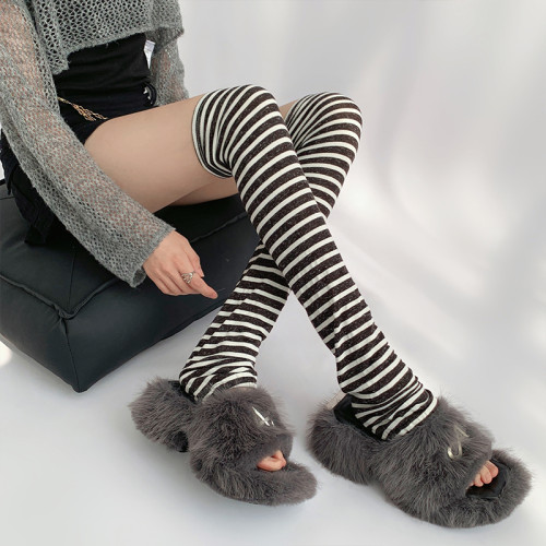 夜間教習室襪套女款春秋過膝長筒襪日系jk黑白條紋腿套高筒堆堆襪 夜間教習室襪套女款春秋過膝長筒襪日系jk黑白條紋腿套高筒堆堆襪