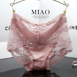 4條性感蕾絲內褲女款 莫代爾棉中腰無痕短褲高腰純色大碼胖mm