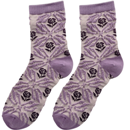 立體紫色襪子女ins潮碎花復古春秋款棉襪中筒襪可愛日系秋冬長襪 立體紫色襪子女ins潮碎花復古春秋款棉襪中筒襪可愛日系秋冬長襪