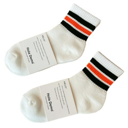 4雙 襪子男純棉男士中短筒襪潮ins條紋防臭毛巾底加厚白色運動襪