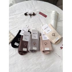 5雙含羊毛襪子女秋冬加厚保暖笑臉中筒襪冬天女款羊絨襪軟糯不紥