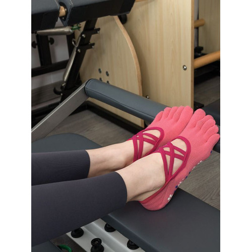 印花點膠防滑瑜珈襪子女普拉提防滑襪專業級五指襪瑜珈防滑舞蹈襪