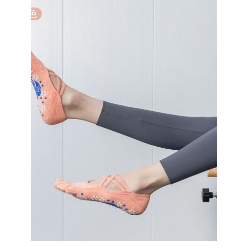 印花點膠防滑瑜珈襪子女普拉提防滑襪專業級五指襪瑜珈防滑舞蹈襪