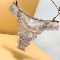 歐美女士蕾絲網紗丁字褲女迷人誘惑低腰透視女T褲水溶花邊女內褲