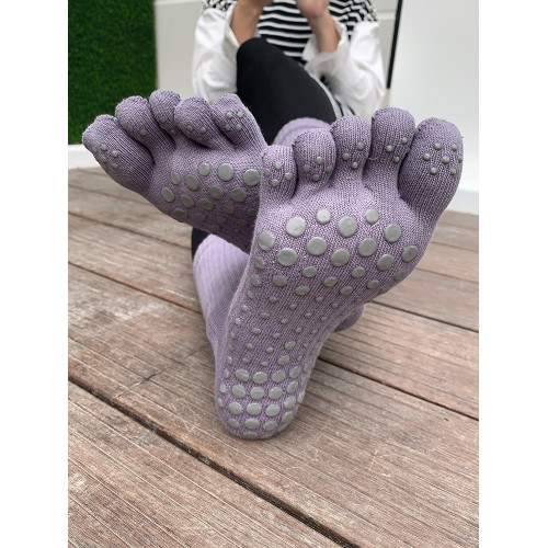 2雙裝 瑜珈襪子中筒防滑專業女夏季純棉室內專用健身普拉提五指襪