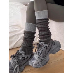 好酷~好酷！我要把這雙襪套安利給所有的辣妹！春秋高級灰拼色襪