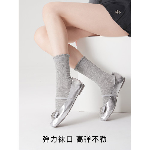輕薄透氣夏天襪子淺灰色春夏季竪紋薄款花邊中筒襪女長襪瑪麗珍襪 輕薄透氣夏天襪子淺灰色春夏季竪紋薄款花邊中筒襪女長襪瑪麗珍襪